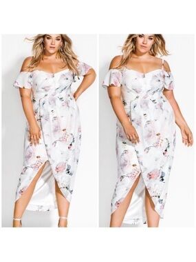 City Chic Heart Breaker Floral Maxi Dress in Ivory